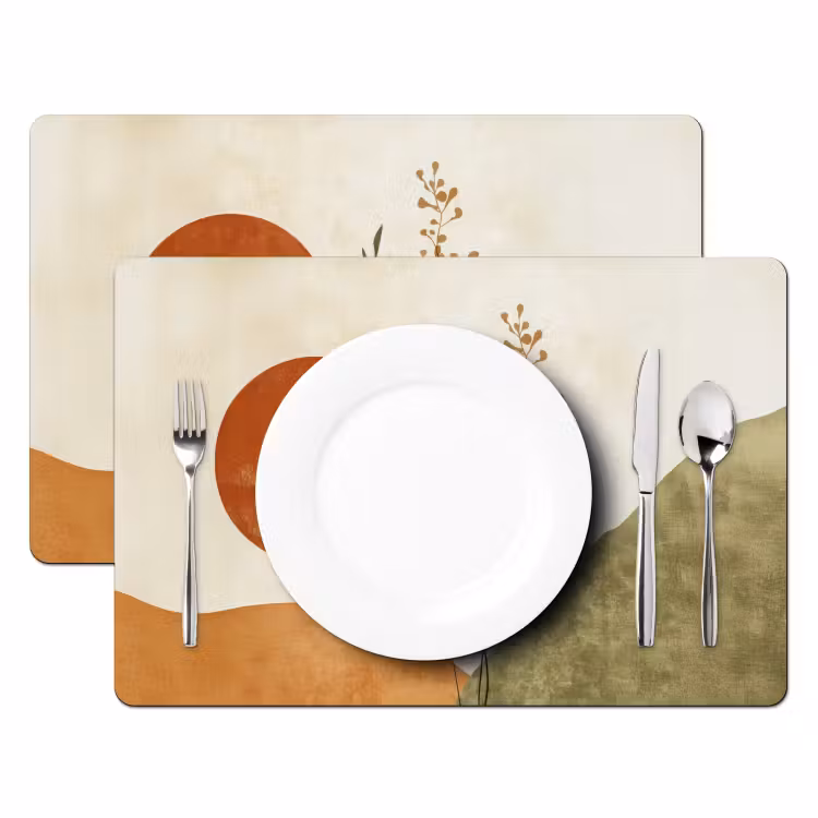 Tischset - 6 Stück - Sonne - Abstrakt - Äste - Orange — 2