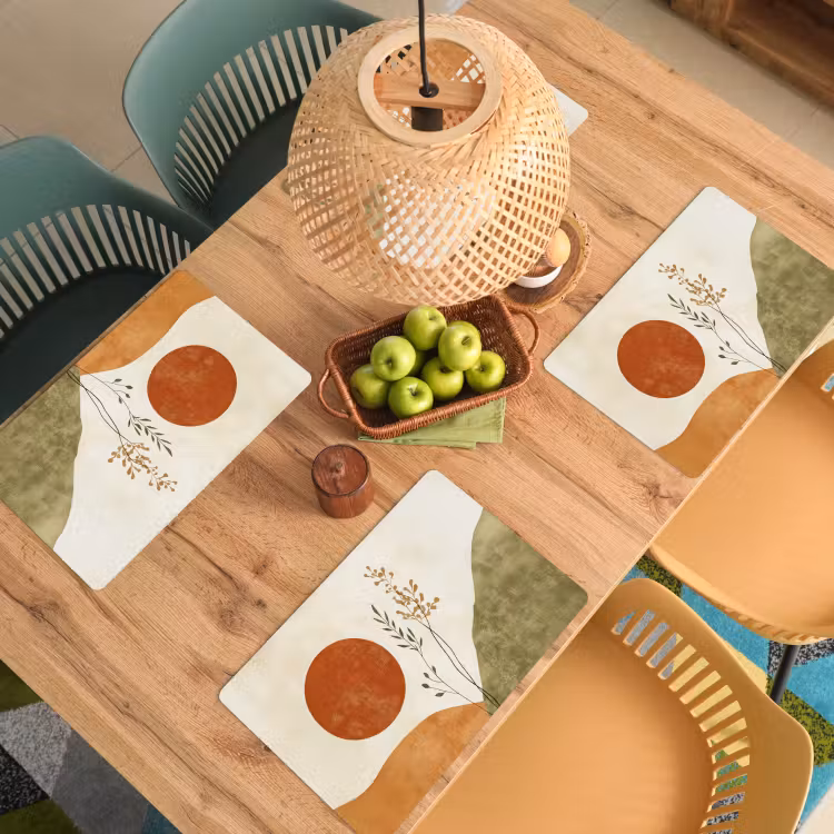 Tischset - 6 Stück - Sonne - Abstrakt - Äste - Orange — 4