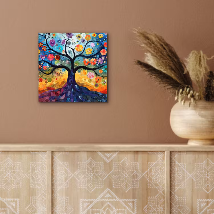 Alu-Dibond-Bild - Kunst - Baum des Lebens - Blumen - Hippie — 5