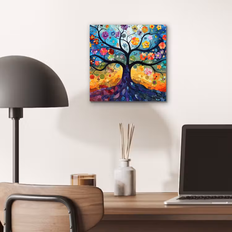 Alu-Dibond-Bild - Kunst - Baum des Lebens - Blumen - Hippie — 6
