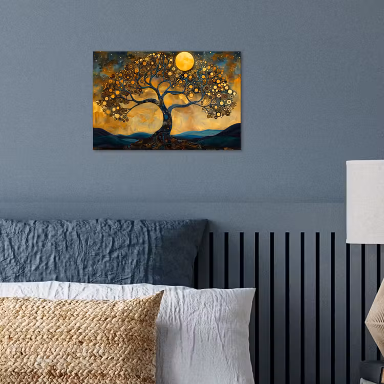 Poster - Baum - Mond - Blumen - Gold - Kunst — 3