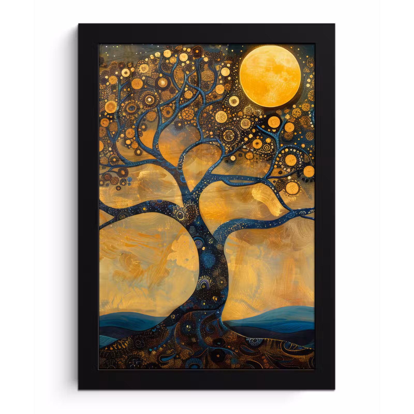 Bilder mit Rahmen - Baum - Mond - Blumen - Gold - Kunst — 1