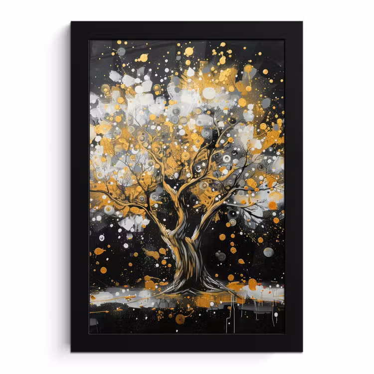 Bilder mit Rahmen - Baum - Schwarz - Gold - Weiß - Modern — 1