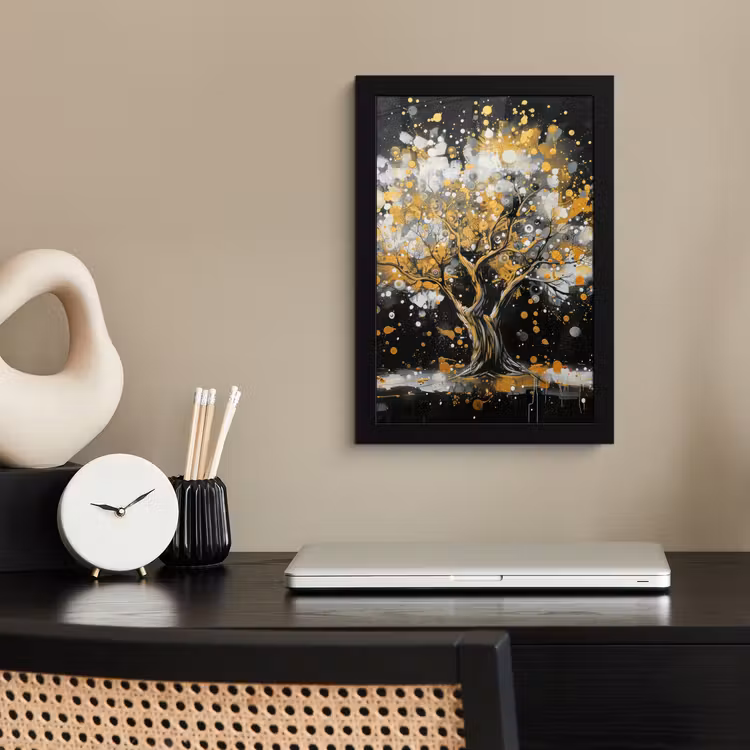 Bilder mit Rahmen - Baum - Schwarz - Gold - Weiß - Modern — 2