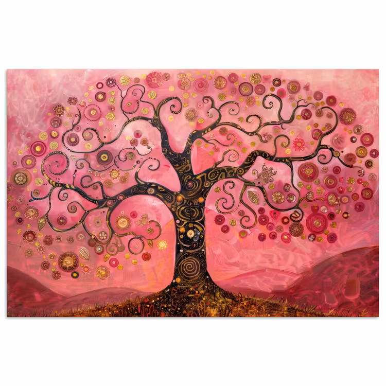 Poster - Baum - Baum des Lebens - Rosa - Gold — 1