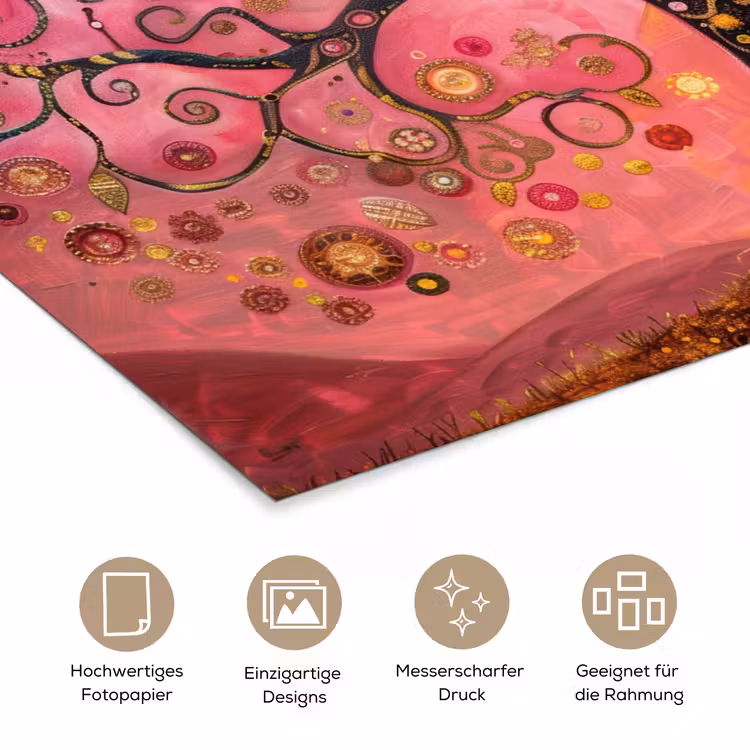 Poster - Baum - Baum des Lebens - Rosa - Gold — 5