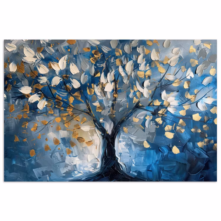 Poster - Baum - Blau - Gold - Abstrakt — 1