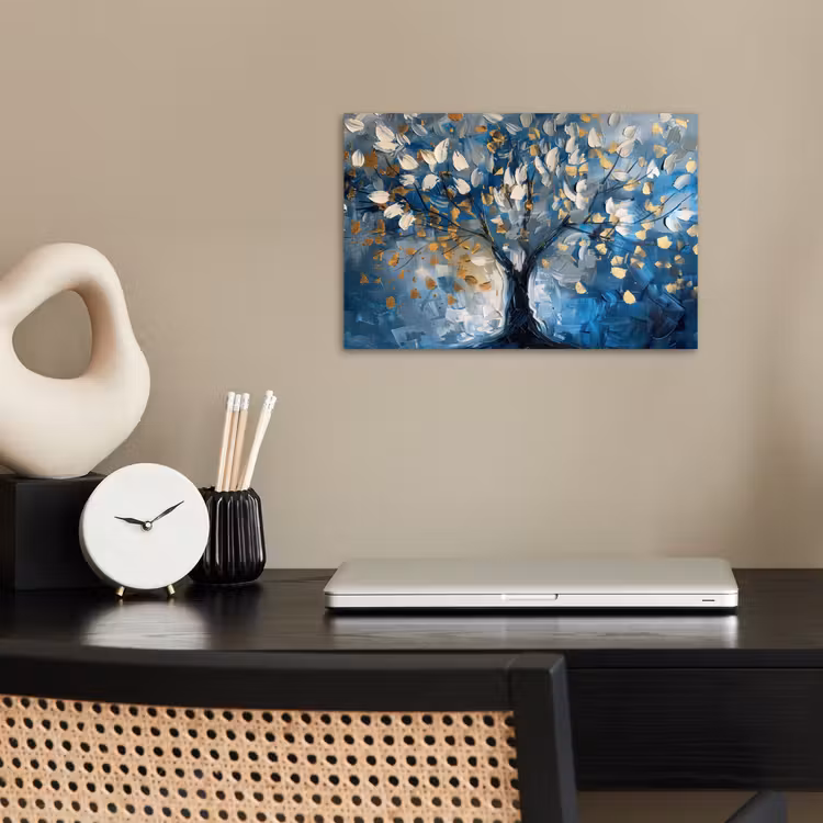 Poster - Baum - Blau - Gold - Abstrakt — 2