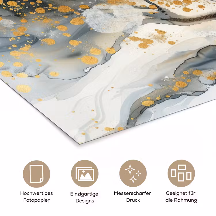 Poster - Baum - Modern - Abstrakt - Gold - Schwarz - Weiß — 5