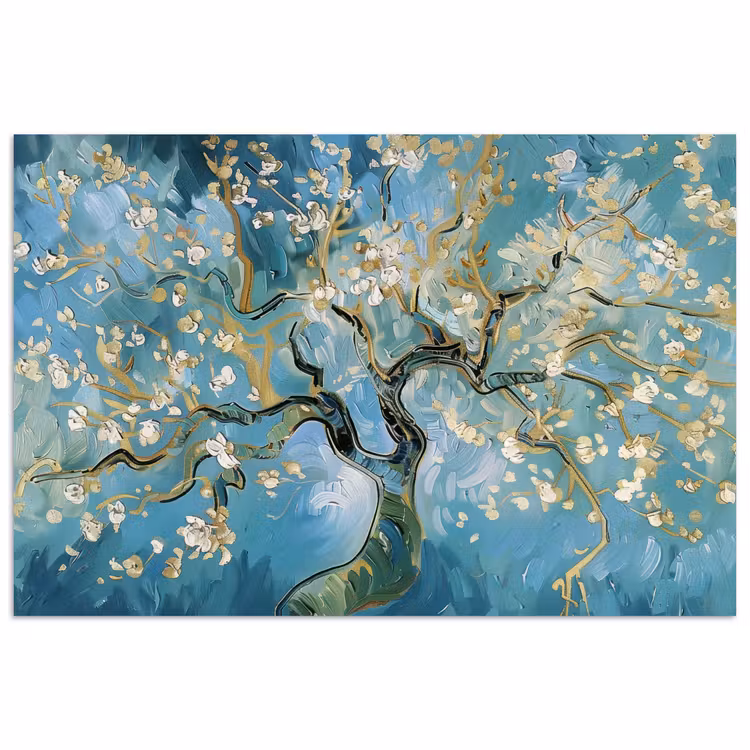 Poster - Mandelblütenbaum - Blau - Abstrakt — 1