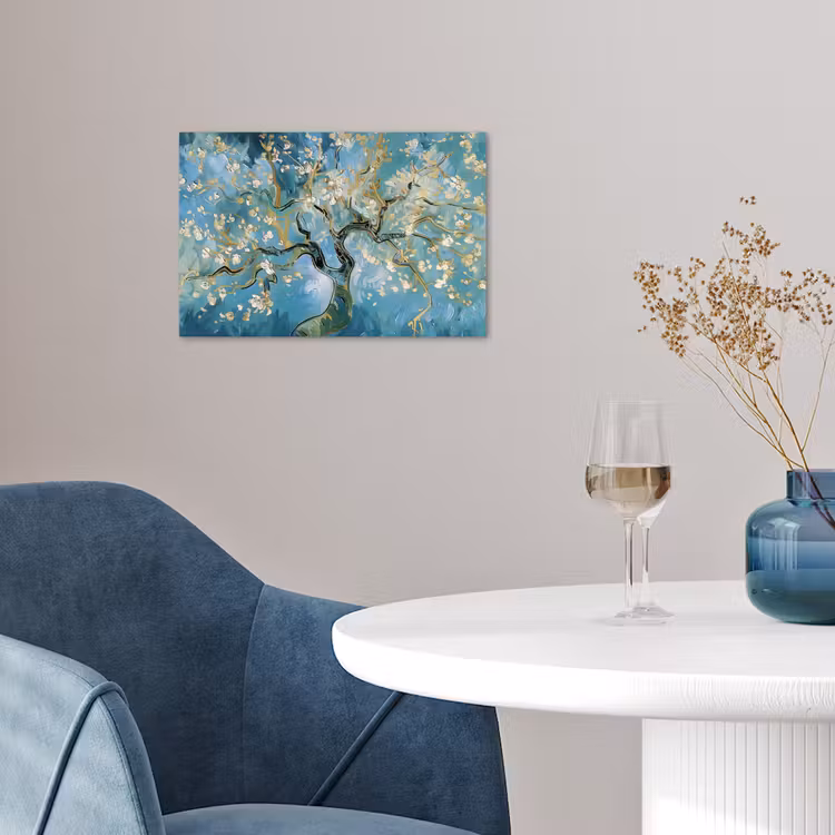 Poster - Mandelblütenbaum - Blau - Abstrakt — 4