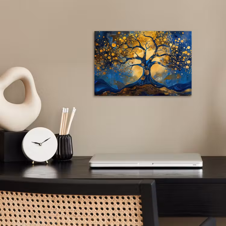 Poster - Baum - Baum des Lebens - Blau - Gold — 2