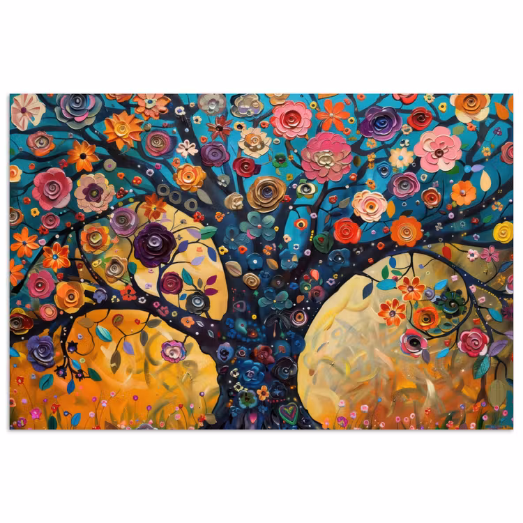 Poster - Baum - Lebensbaum - Farbenfroh - Blumen - Modern — 1