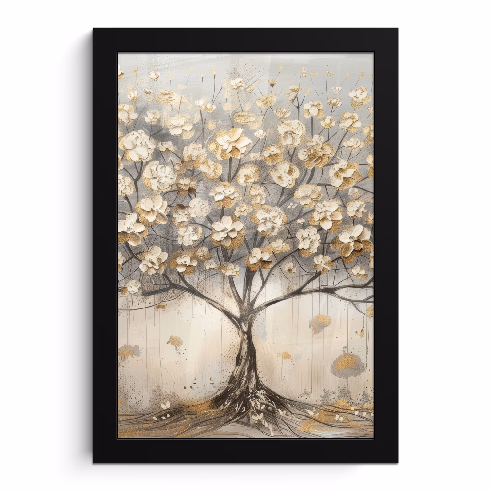 Bilder mit Rahmen - Baum - Beige - Gold - Lackoptik - Grau — 1