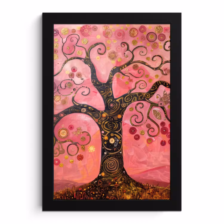 Bilder mit Rahmen - Baum - Baum des Lebens - Rosa - Gold — 1