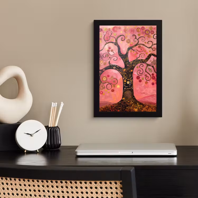 Bilder mit Rahmen - Baum - Baum des Lebens - Rosa - Gold — 2