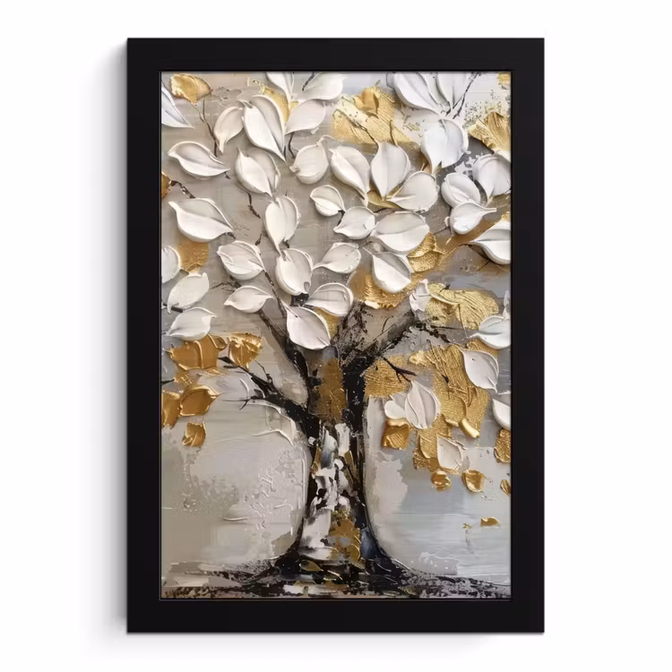 Bilder mit Rahmen - Baum - Beige - Grau - Gold - Abstrakt — 1