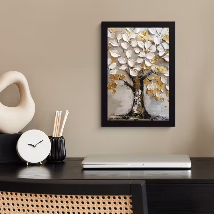 Bilder mit Rahmen - Baum - Beige - Grau - Gold - Abstrakt — 2