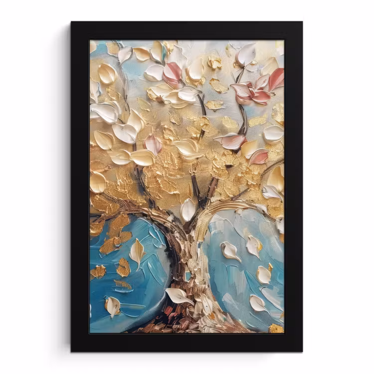 Bilder mit Rahmen - Baum - Blau - Gold - Abstrakt - Modern — 1