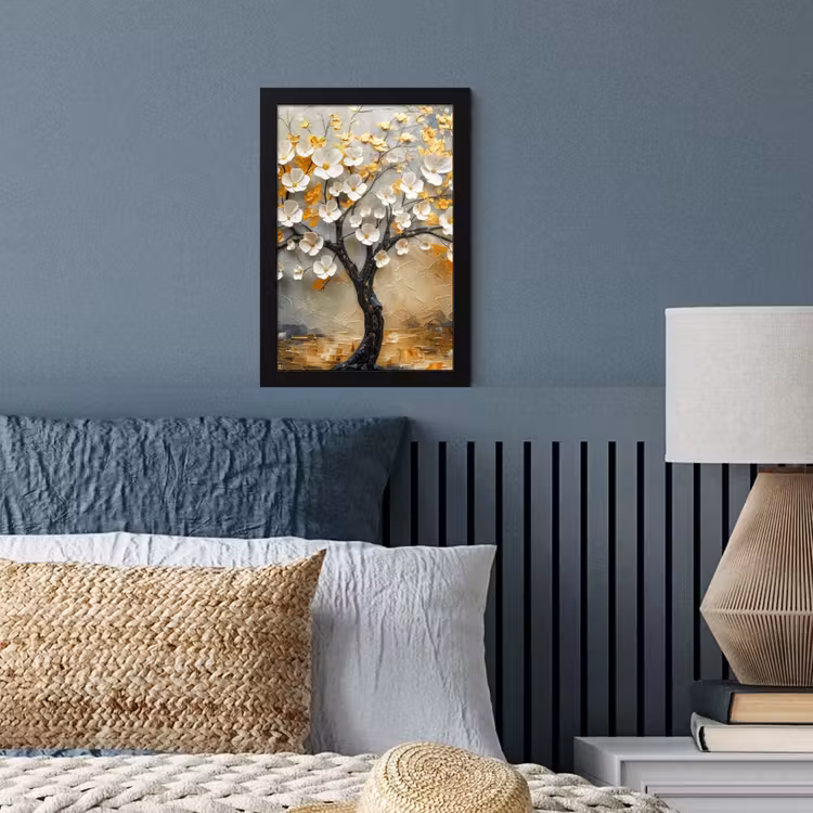 Bilder mit Rahmen - Baum - Blumen - Gold - Beige — 3
