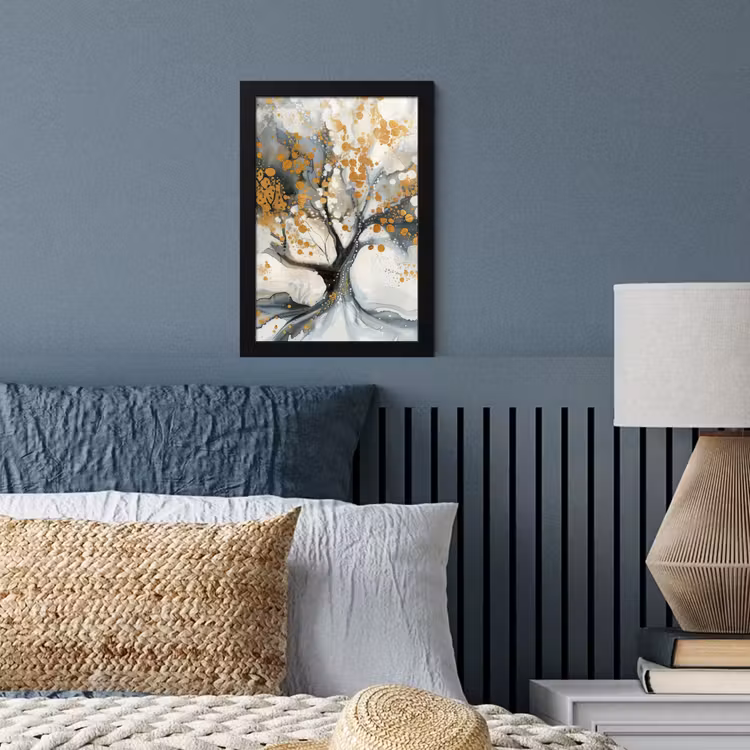 Bilder mit Rahmen - Baum - Modern - Abstrakt - Gold - Schwarz - Weiß — 3