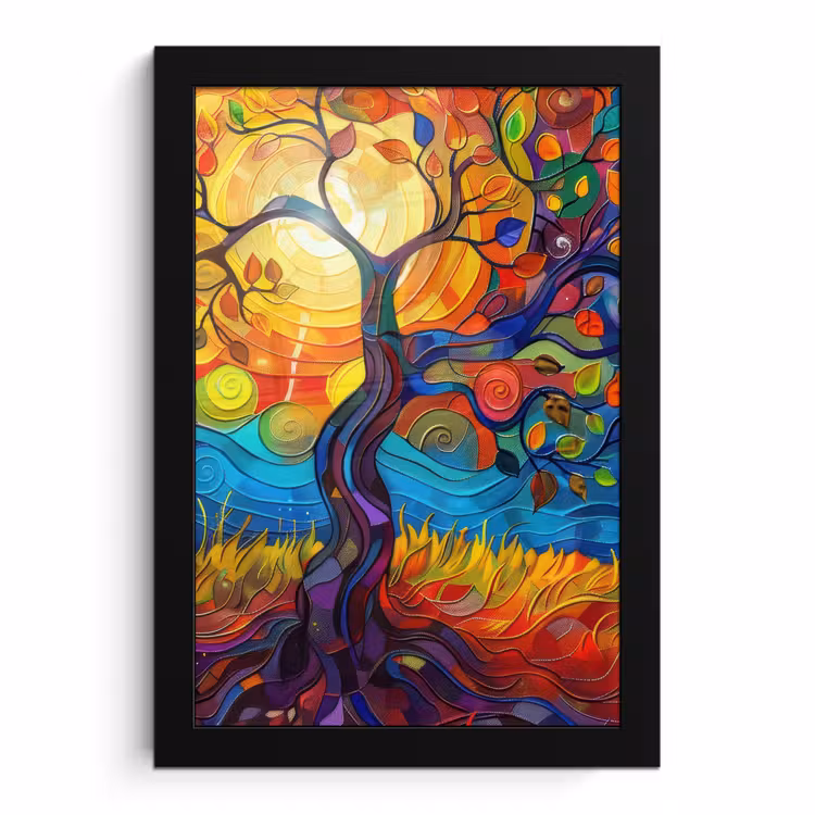 Bilder mit Rahmen - Baum - Sonne - Lackierung - Farben - Abstrakt — 1
