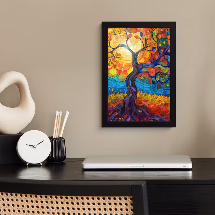 Bilder mit Rahmen - Baum - Sonne - Lackierung - Farben - Abstrakt — 2