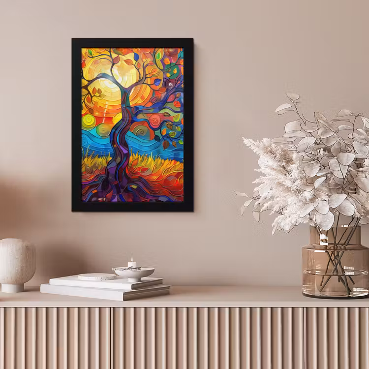 Bilder mit Rahmen - Baum - Sonne - Lackierung - Farben - Abstrakt — 4