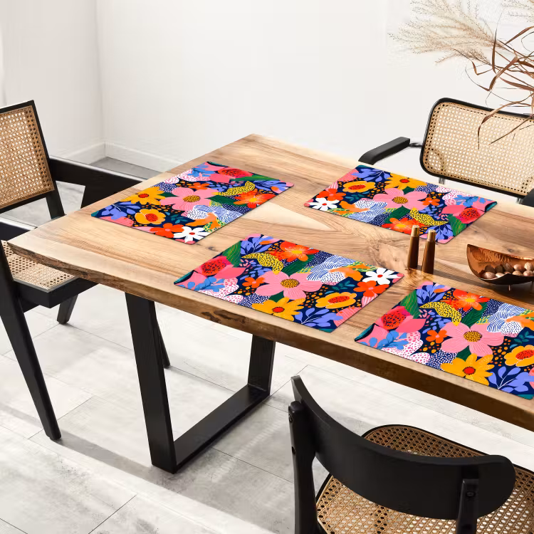 Tischset - 6 Stück - Bunt - Blumen - Abstrakt - Punkte — 3