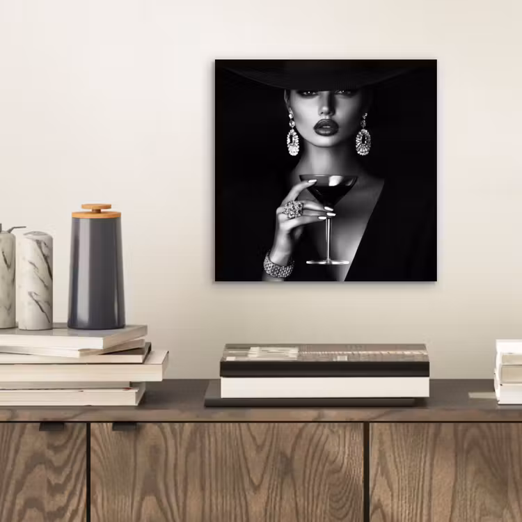 Alu-Dibond-Bild - Frau - Cocktail - Schick — 2