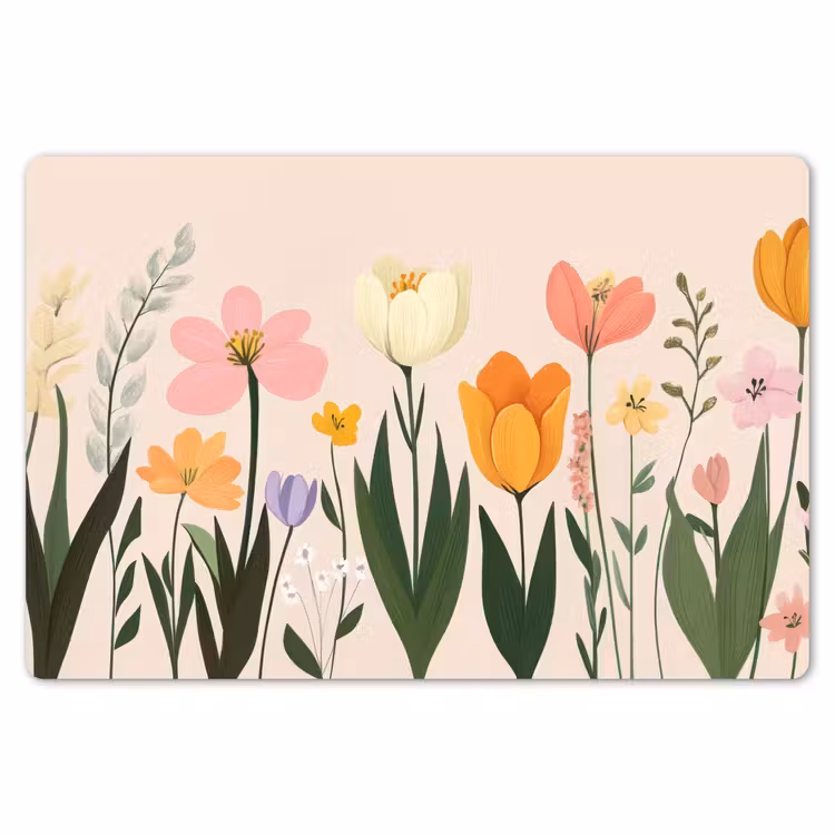 Tischset - 6 Stück - Pastelltöne - Blumen - Illustration — 6