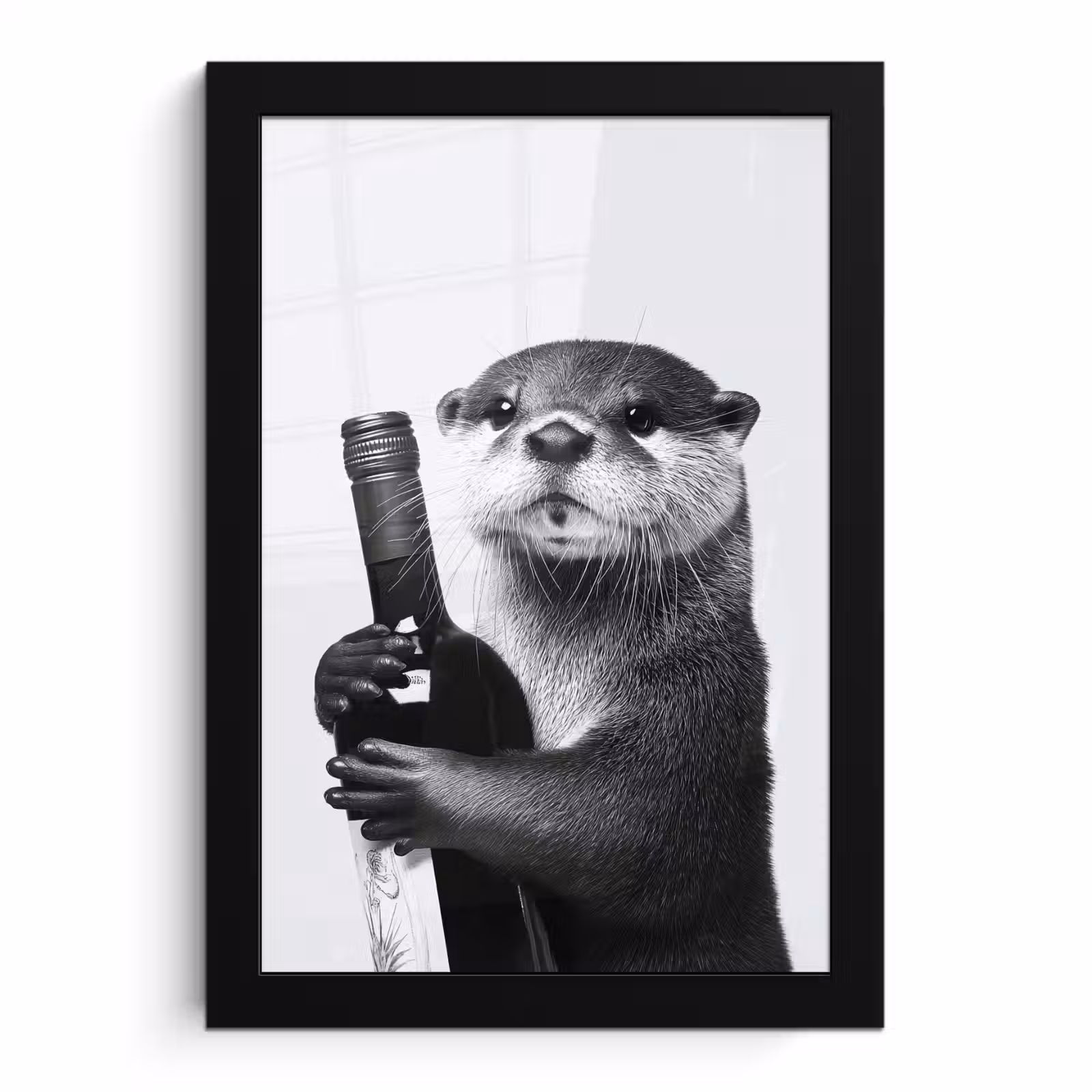 Bilder mit Rahmen - Weinflasche - Otter - Schwarz — 1