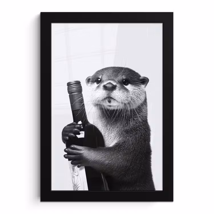 Bilder mit Rahmen - Weinflasche - Otter - Schwarz — 1