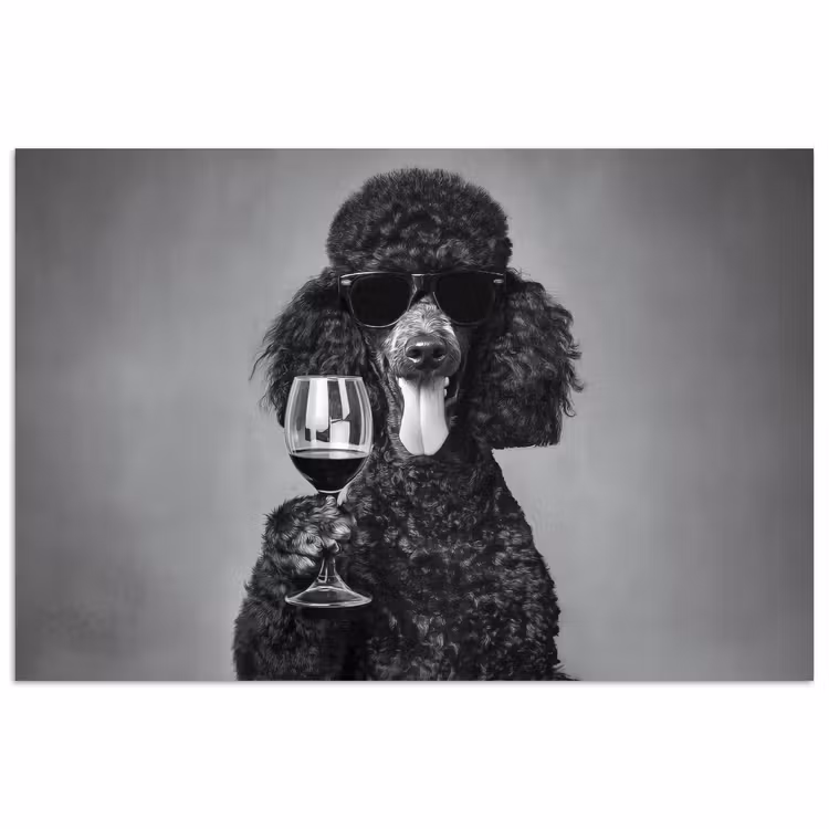 Poster - Hund - Locken - Sonnenbrille - Wein — 1
