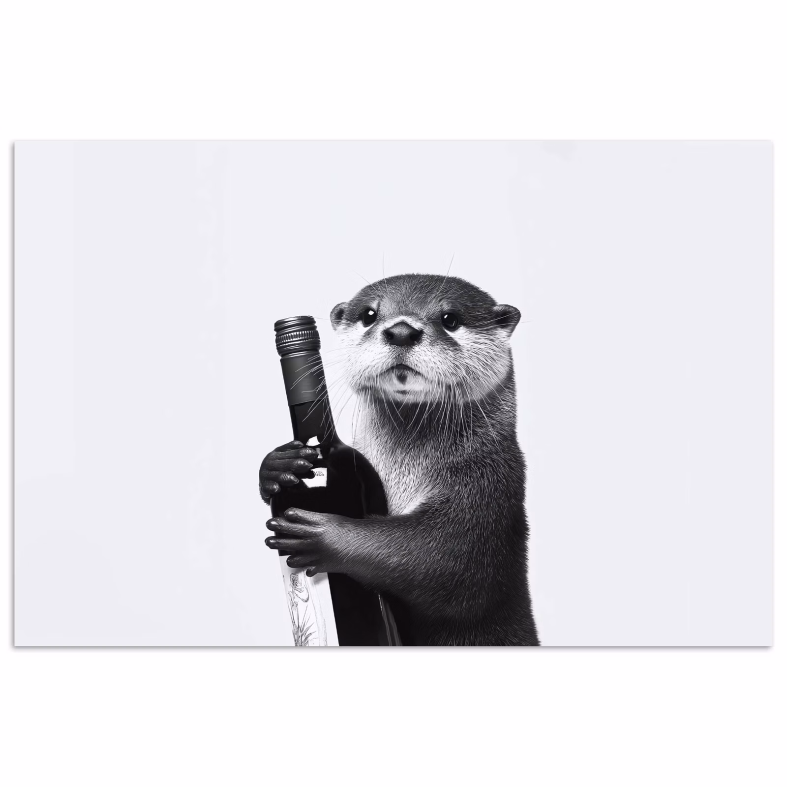 Poster - Weinflasche - Otter - Schwarz — 1