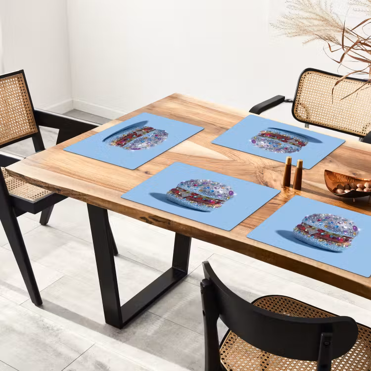 Tischset - 6 Stück - Glitter - Hamburger - Blau — 3