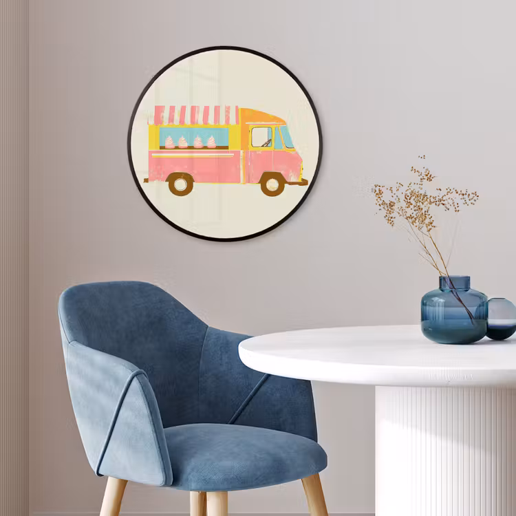 Poster im rahmen rund - Eiscreme-Wagen - Retro - Softeis - Rosa — 4