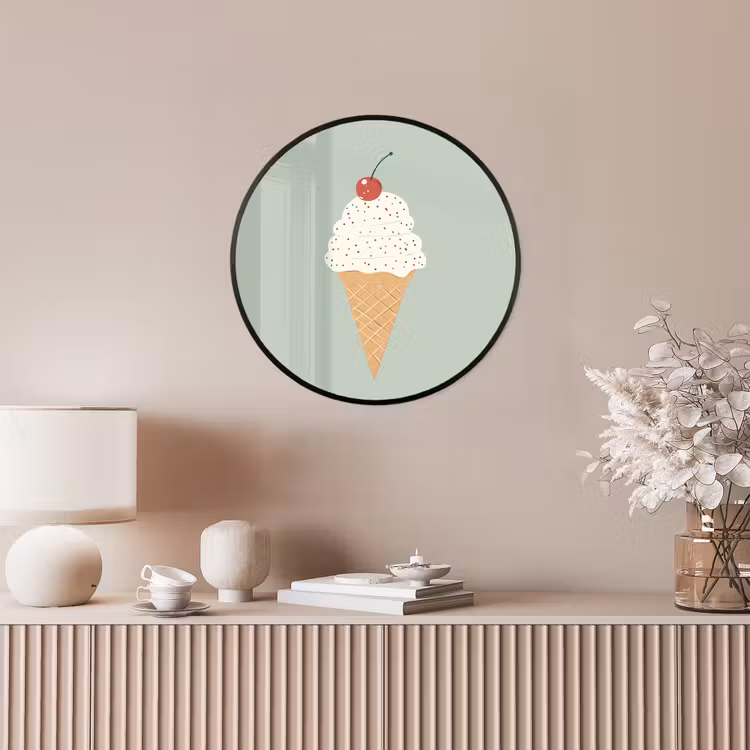 Poster im rahmen rund - Illustration - Eiscreme - Sprenkeln - Kirsche — 5