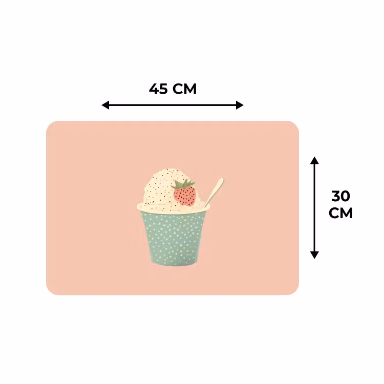 Tischset - 6 Stück - Tablett - Eiscreme - Erdbeere - Rosa — 3