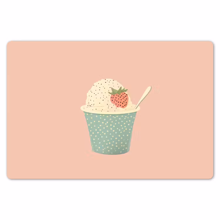 Tischset - 6 Stück - Tablett - Eiscreme - Erdbeere - Rosa — 6