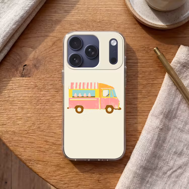 Handyhülle - Eiscreme-Wagen - Retro - Softeis - Rosa — 2