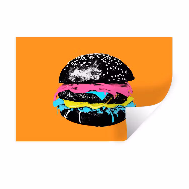 Wandtattoo – Hamburger - Orange - Neon - Pop-Art — 1
