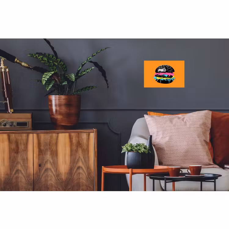 Wandtattoo – Hamburger - Orange - Neon - Pop-Art — 3