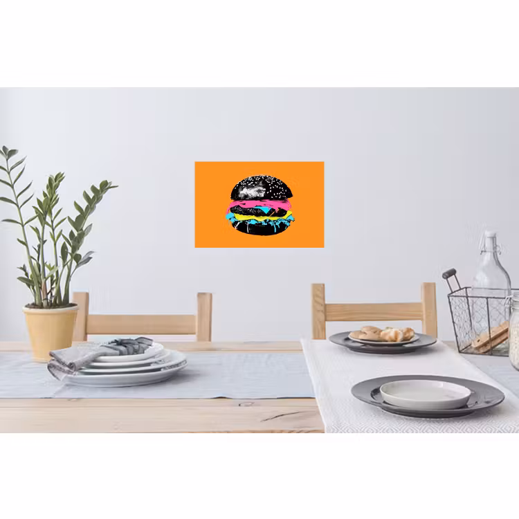 Wandtattoo – Hamburger - Orange - Neon - Pop-Art — 4