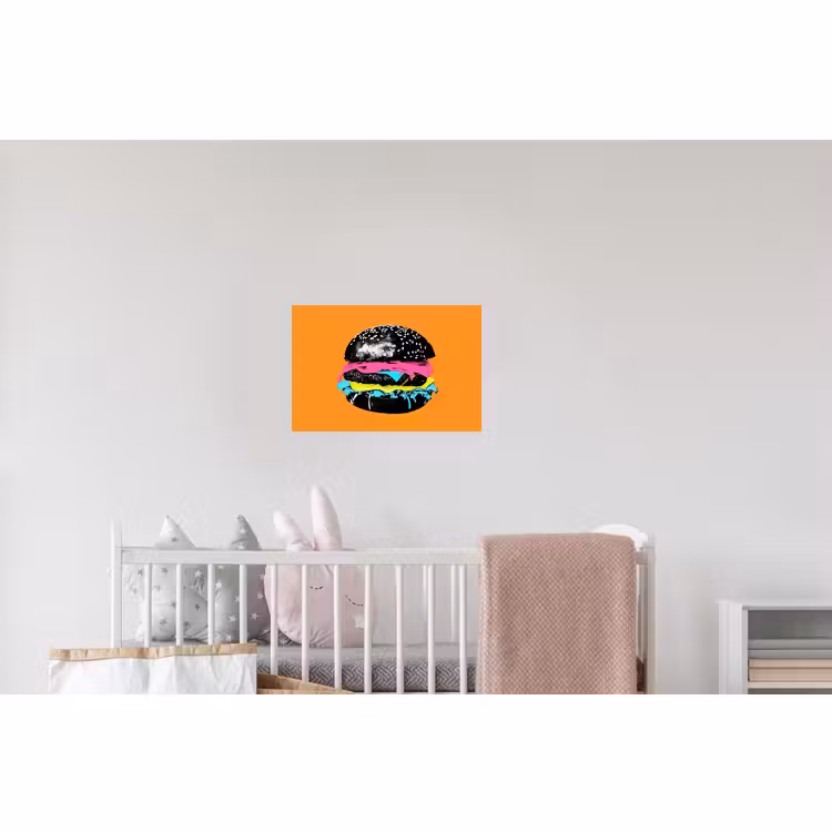 Wandtattoo – Hamburger - Orange - Neon - Pop-Art — 5
