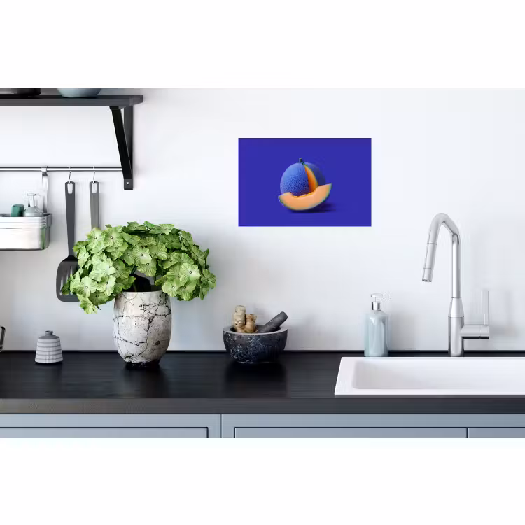 Wandtattoo – Melone - Blau - Orange - Kunstvoll — 2