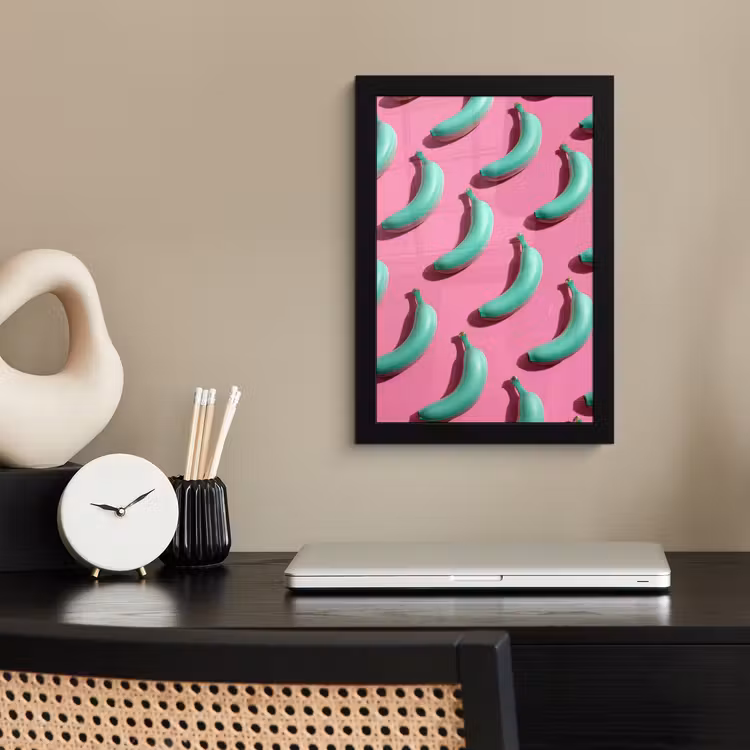 Bilder mit Rahmen - Bananen - Muster - Blau - Rosa — 2