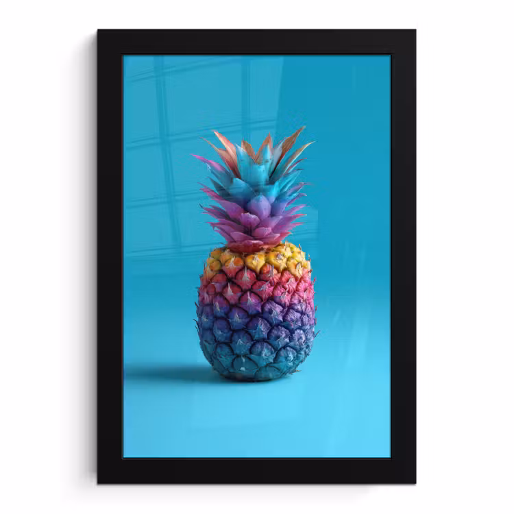 Bilder mit Rahmen - Ananas - Regenbogen - Blau - Pop-Art — 1