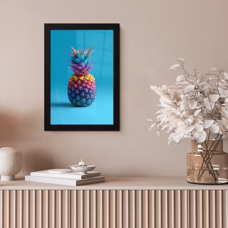 Bilder mit Rahmen - Ananas - Regenbogen - Blau - Pop-Art — 4