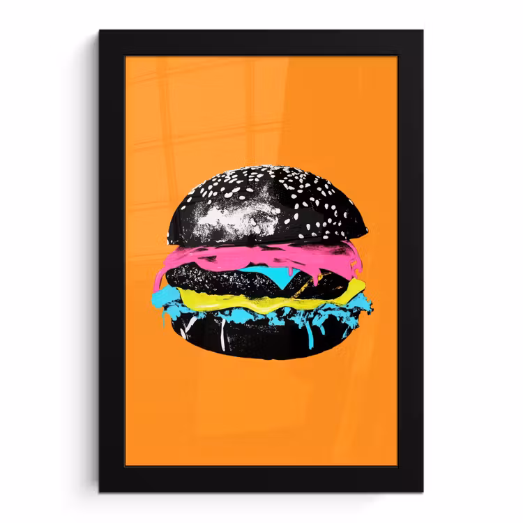 Bilder mit Rahmen - Hamburger - Orange - Neon - Pop-Art — 1